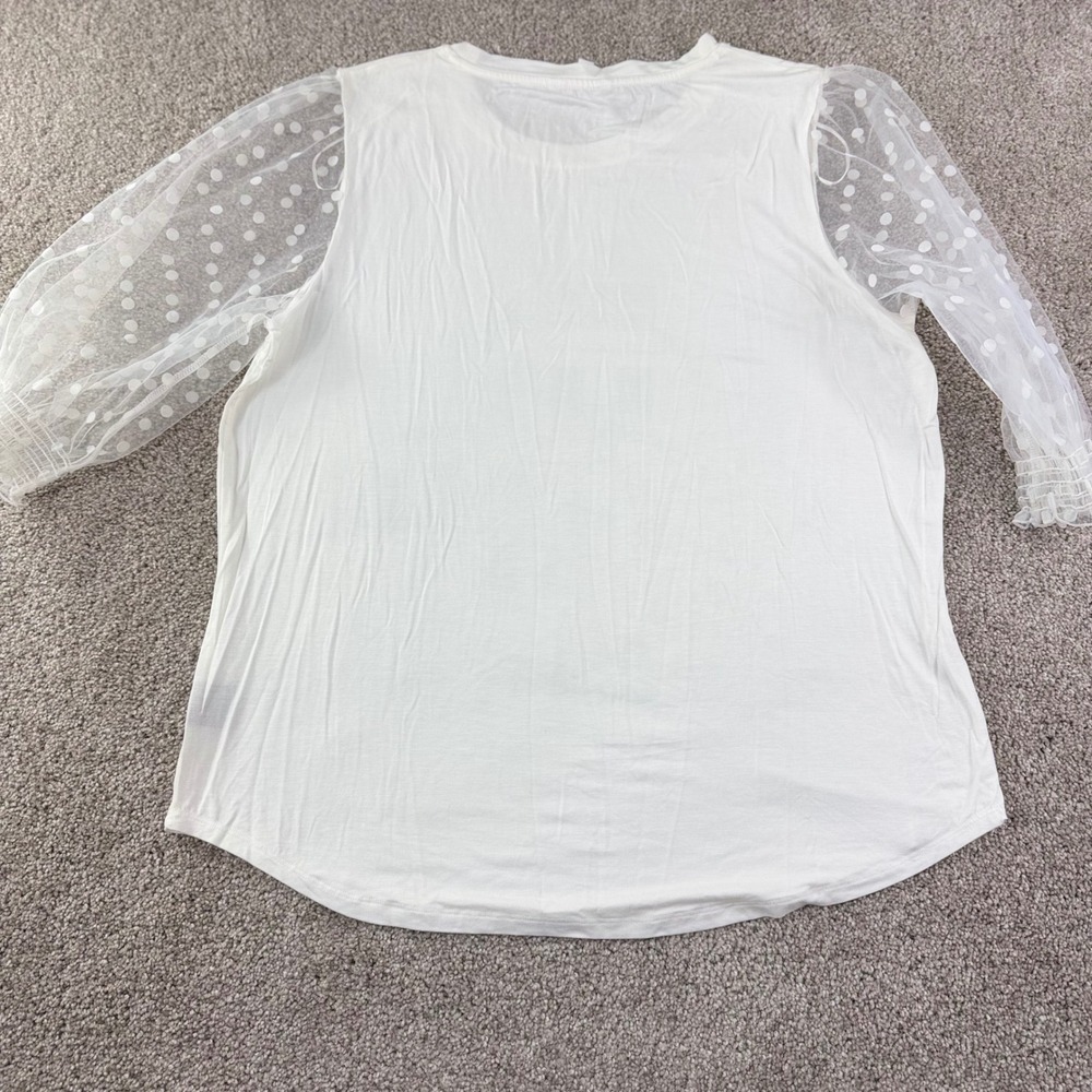 Love&Lace Paris Graphic Top Women XL Polka Dot Mesh Sleeve Casual Chic Coquette - Picture 10 of 10